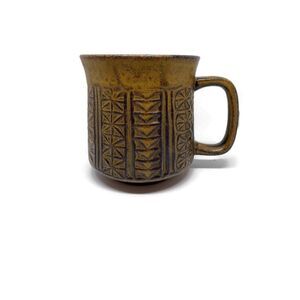 Vintage Circa Hand Carved Mug Otagiri Handle Hard Pottery Hand Carved
